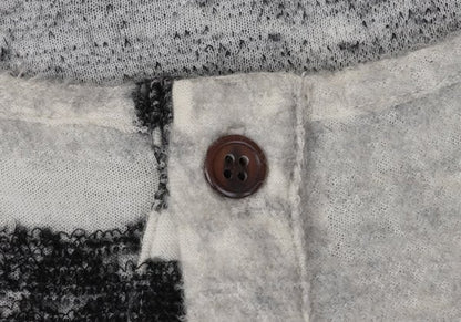 Y's Cotton Wool Check Cardigan Black White Size 2