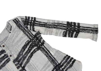 Y's Cotton Wool Check Cardigan Black White Size 2