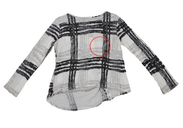 Y's Cotton Wool Check Cardigan Black White Size 2