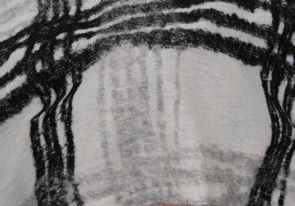 Y's Cotton Wool Check Cardigan Black White Size 2