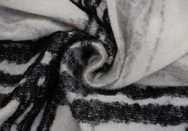 Y's Cotton Wool Check Cardigan Black White Size 2