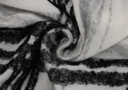 Y's Cotton Wool Check Cardigan Black White Size 2