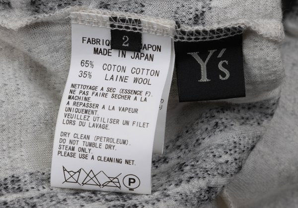 Y's Cotton Wool Check Cardigan Black White Size 2