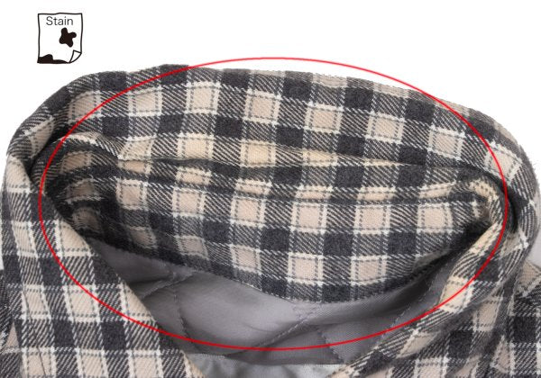 Papas Lined Quilted Check Flannel Shirt Gray Beige Size M
