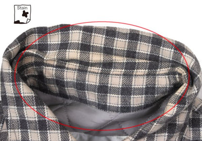 Papas Lined Quilted Check Flannel Shirt Gray Beige Size M