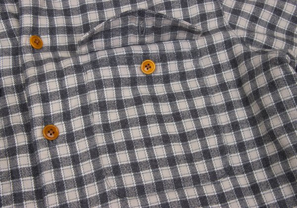 Papas Lined Quilted Check Flannel Shirt Gray Beige Size M
