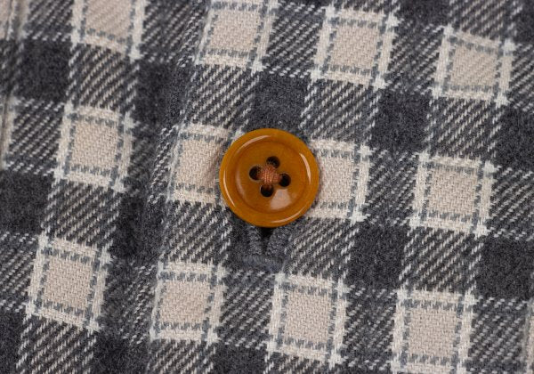 Papas Lined Quilted Check Flannel Shirt Gray Beige Size M