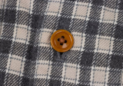 Papas Lined Quilted Check Flannel Shirt Gray Beige Size M