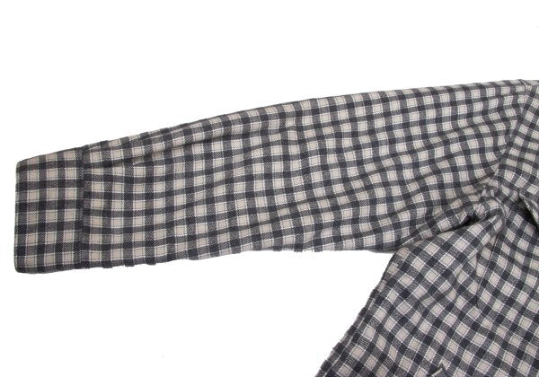 Papas Lined Quilted Check Flannel Shirt Gray Beige Size M