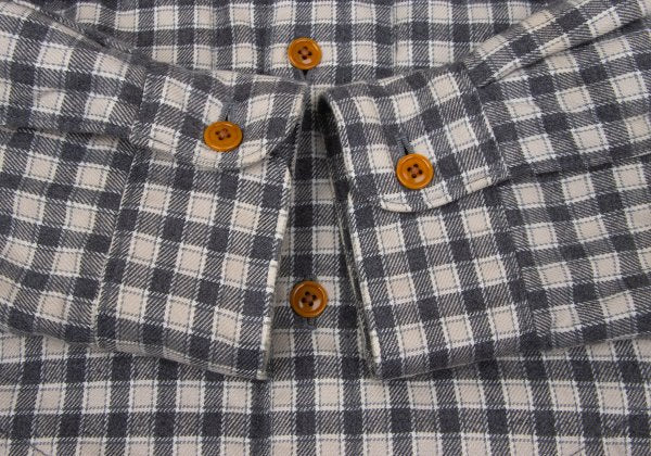 Papas Lined Quilted Check Flannel Shirt Gray Beige Size M