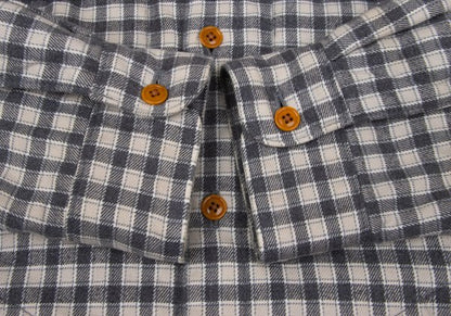 Papas Lined Quilted Check Flannel Shirt Gray Beige Size M