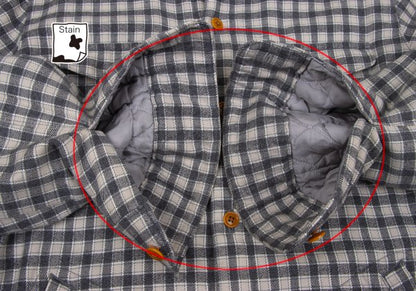 Papas Lined Quilted Check Flannel Shirt Gray Beige Size M