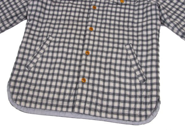 Papas Lined Quilted Check Flannel Shirt Gray Beige Size M