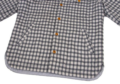 Papas Lined Quilted Check Flannel Shirt Gray Beige Size M