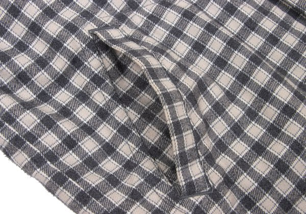 Papas Lined Quilted Check Flannel Shirt Gray Beige Size M