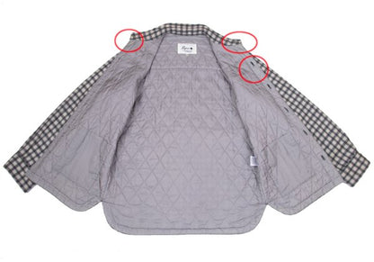 Papas Lined Quilted Check Flannel Shirt Gray Beige Size M