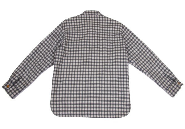 Papas Lined Quilted Check Flannel Shirt Gray Beige Size M
