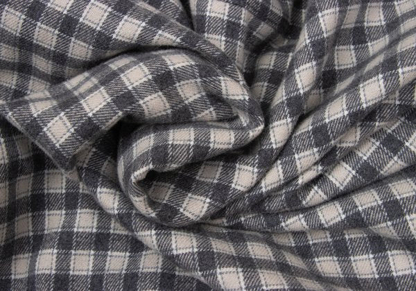 Papas Lined Quilted Check Flannel Shirt Gray Beige Size M