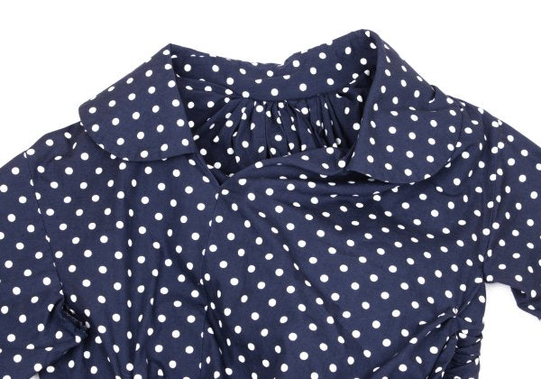 COMME des GARCONS Dot Print Gathered Blouse Blue Size SS