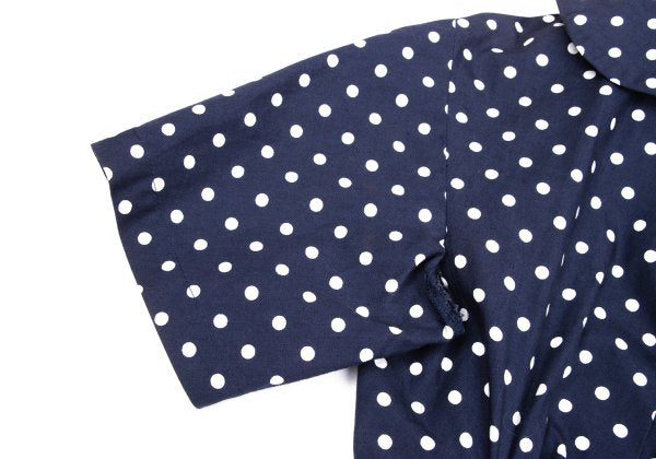 COMME des GARCONS Dot Print Gathered Blouse Blue Size SS