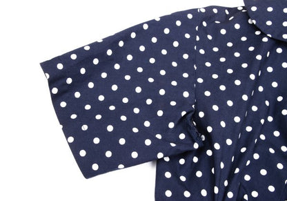 COMME des GARCONS Dot Print Gathered Blouse Blue Size SS