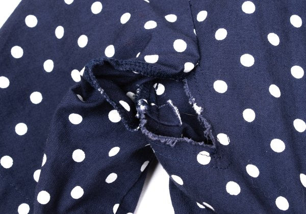 COMME des GARCONS Dot Print Gathered Blouse Blue Size SS