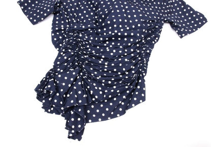 COMME des GARCONS Dot Print Gathered Blouse Blue Size SS