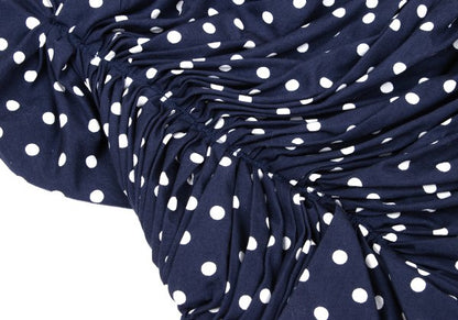 COMME des GARCONS Dot Print Gathered Blouse Blue Size SS