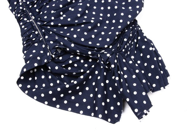 COMME des GARCONS Dot Print Gathered Blouse Blue Size SS