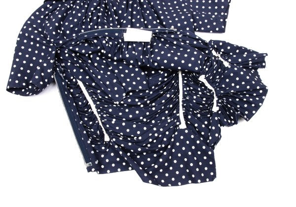 COMME des GARCONS Dot Print Gathered Blouse Blue Size SS
