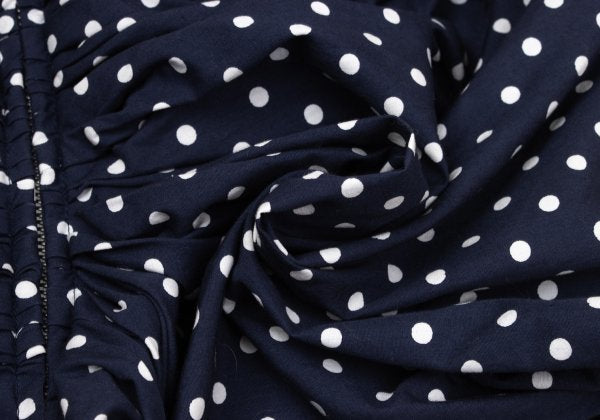 COMME des GARCONS Dot Print Gathered Blouse Blue Size SS