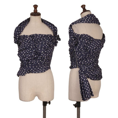 COMME des GARCONS Dot Print Gathered Blouse Blue Size SS