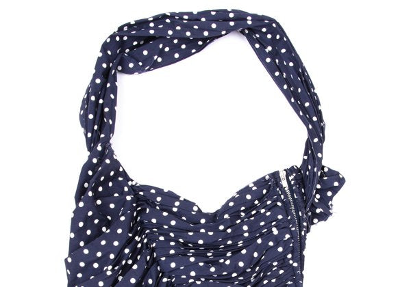 COMME des GARCONS Dot Print Gathered Blouse Blue Size SS