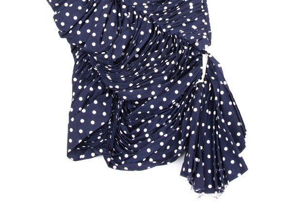 COMME des GARCONS Dot Print Gathered Blouse Blue Size SS