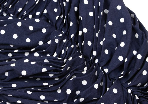 COMME des GARCONS Dot Print Gathered Blouse Blue Size SS