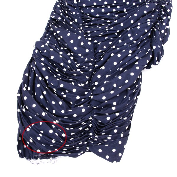 COMME des GARCONS Dot Print Gathered Blouse Blue Size SS