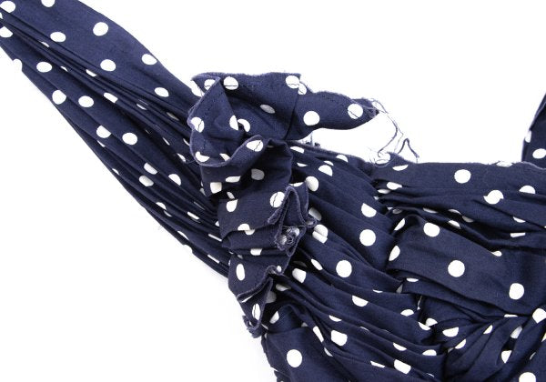 COMME des GARCONS Dot Print Gathered Blouse Blue Size SS
