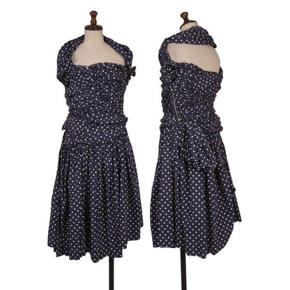 COMME des GARCONS Dot Print Gathered Blouse Blue Size SS