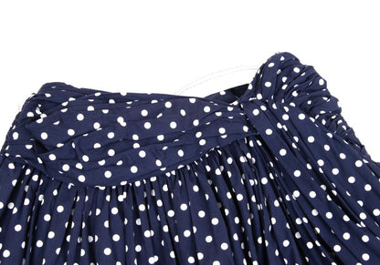 COMME des GARCONS Dot Print Gathered Skirt Blue Size SS