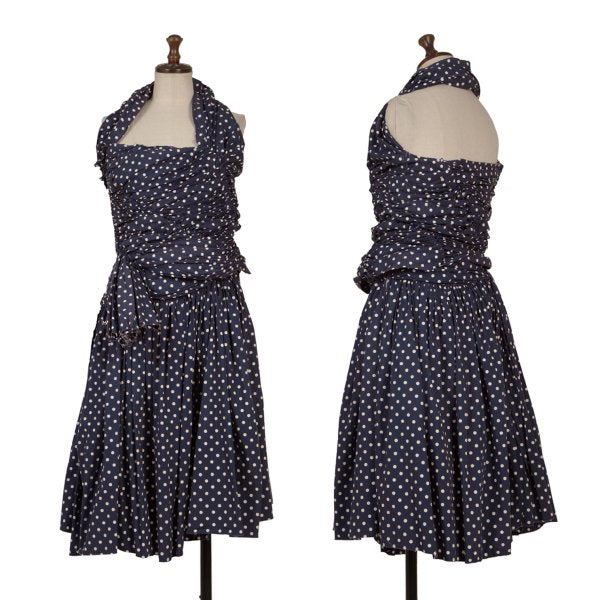 COMME des GARCONS Dot Print Gathered Skirt Blue Size SS
