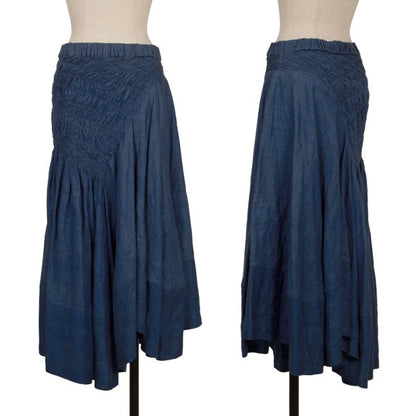 COMME des GARCONS Linen Shirred Flare Skirt Navy Size M
