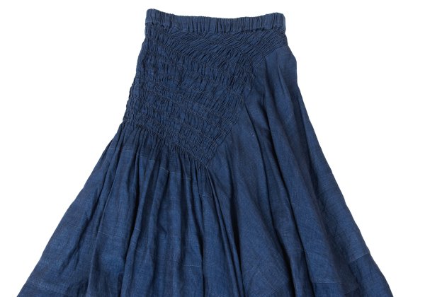 COMME des GARCONS Linen Shirred Flare Skirt Navy Size M