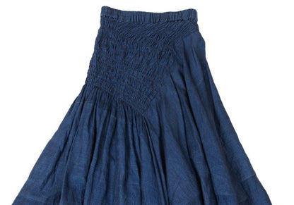 COMME des GARCONS Linen Shirred Flare Skirt Navy Size M