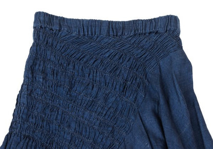 COMME des GARCONS Linen Shirred Flare Skirt Navy Size M