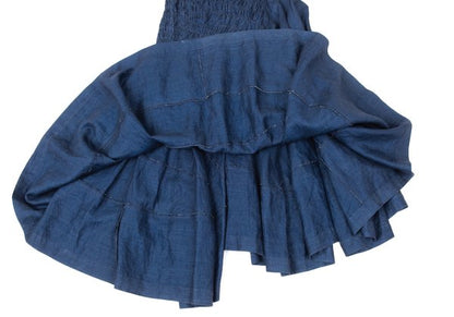 COMME des GARCONS Linen Shirred Flare Skirt Navy Size M