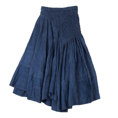 COMME des GARCONS Linen Shirred Flare Skirt Navy Size M