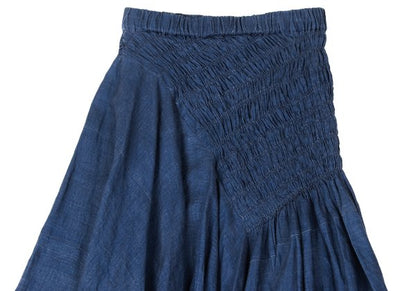 COMME des GARCONS Linen Shirred Flare Skirt Navy Size M
