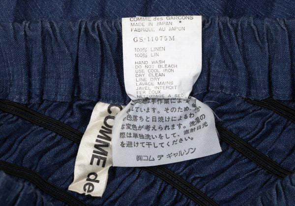 COMME des GARCONS Linen Shirred Flare Skirt Navy Size M