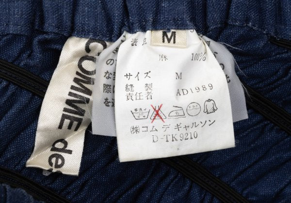 COMME des GARCONS Linen Shirred Flare Skirt Navy Size M