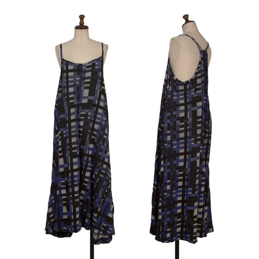 Y's Geometric Print Cotton Camisole Dress Blue Size 2